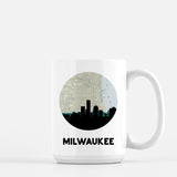 Milwaukee Wisconsin map and skyline mug