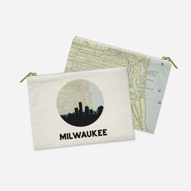 Milwaukee Wisconsin map and skyline pouch