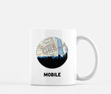 Mobile Alabama map and skyline mug
