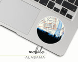 Mobile Alabama map and skyline sticker
