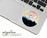 Morgantown West Virginia map and skyline sticker