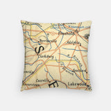 Back of the Millstone, New Jersey map and skyline pillow showing the full city map