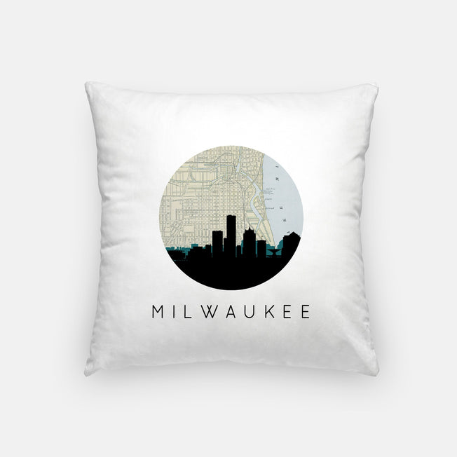 Milwaukee Wisconsin map and skyline pillow