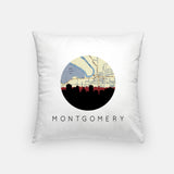 Montgomery Alabama map and skyline pillow