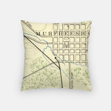 Murfreesboro Tennessee map and skyline pillow back