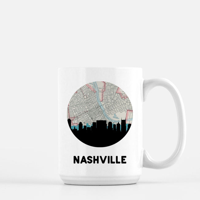 Nashville Tennessee map and skyline mug