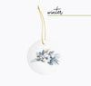 North Carolina Christmas ornament with blue and white flowers