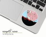 Newport News Virginia map and skyline sticker