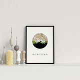 Newtown, Connecticut | Landmark | Unframed Art Print