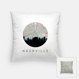 Nashville Tennessee map and skyline pillow