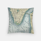 New York New York map and skyline pillow back