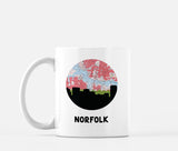 Norfolk Virginia map and skyline mug