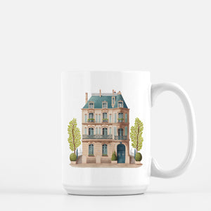 Parisian Townhouse 15 oz coffee mug | French Cottagecore Collection