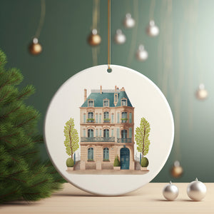 Parisian Townhouse ceramic Christmas ornament | French Cottagecore Collection