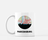 Parkersburg West Virginia map and skyline mug