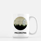 Philadelphia Pennsylvania map and skyline mug