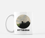 Pittsburgh Pennsylvania map and skyline mug