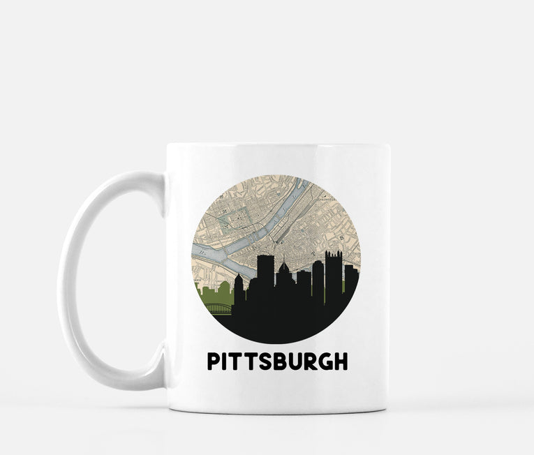 Pittsburgh Pennsylvania map and skyline mug