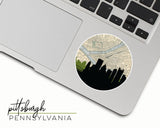 Pittsburgh Pennsylvania map and skyline sticker