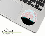 Portsmouth Virginia map and skyline sticker