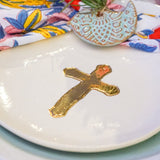 Small Ceramic Gold Leaf Cross Plate