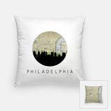 Philadelphia Pennsylvania map and skyline pillow