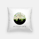 Pittsford New York map and skyline pillow