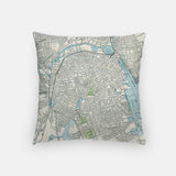 Back of the Providence, Rhode Island map and skyline pillow showing the full city map