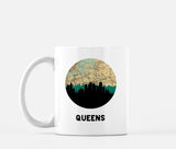 Queens New York map and skyline mug