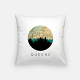 Queens New York map and skyline pillow