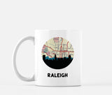 Raleigh North Carolina map and skyline mug