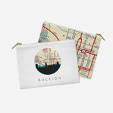 Raleigh North Carolina map and skyline pouch