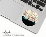 Raleigh North Carolina map and skyline sticker