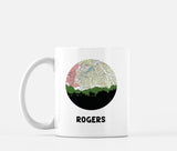 Rogers Arkansas map and skyline mug