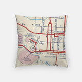 Raleigh North Carolina map and skyline pillow back