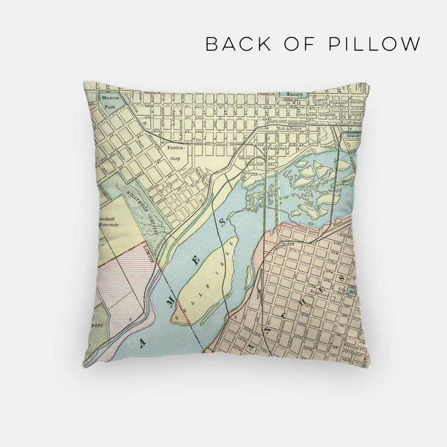 Richmond Virginia map and skyline pillow back