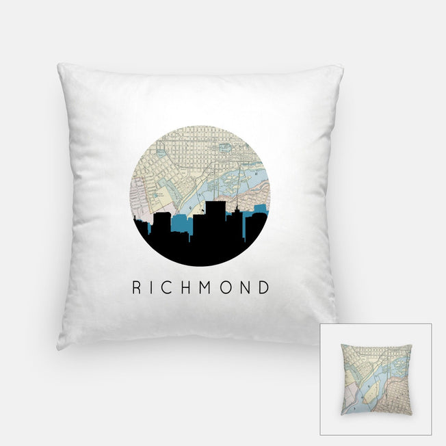 Richmond Virginia map and skyline pillow