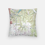 Rogers Arkansas map and skyline pillow back
