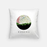 Rogers Arkansas map and skyline pillow