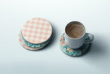 Magnolia Social Coaster — Charleston Magnolia · Includes Pink Gingham