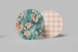 Magnolia Social Coaster — Charleston Magnolia · Includes Pink Gingham