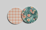 Magnolia Social Coaster — Charleston Magnolia · Includes Pink Gingham