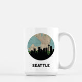 Seattle Washington map and skyline mug