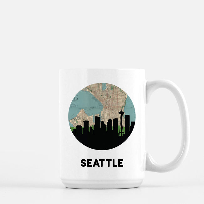 Seattle Washington map and skyline mug