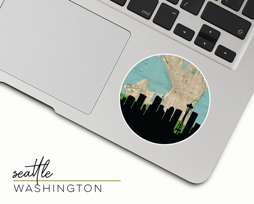 Seattle Washington map and skyline sticker