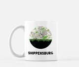 Shippensburg Pennsylvania map and skyline mug
