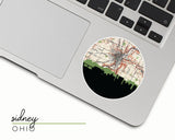 Sidney Ohio map and skyline sticker
