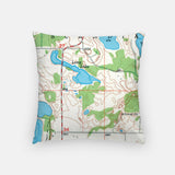 Back of the Scandia, Missouri map and skyline pillow showing the full city map