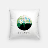 Scandia, Missouri map and skyline pillow, a circular city map with the skyline in silhouette
