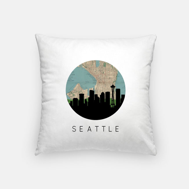 Seattle Washington map and skyline pillow